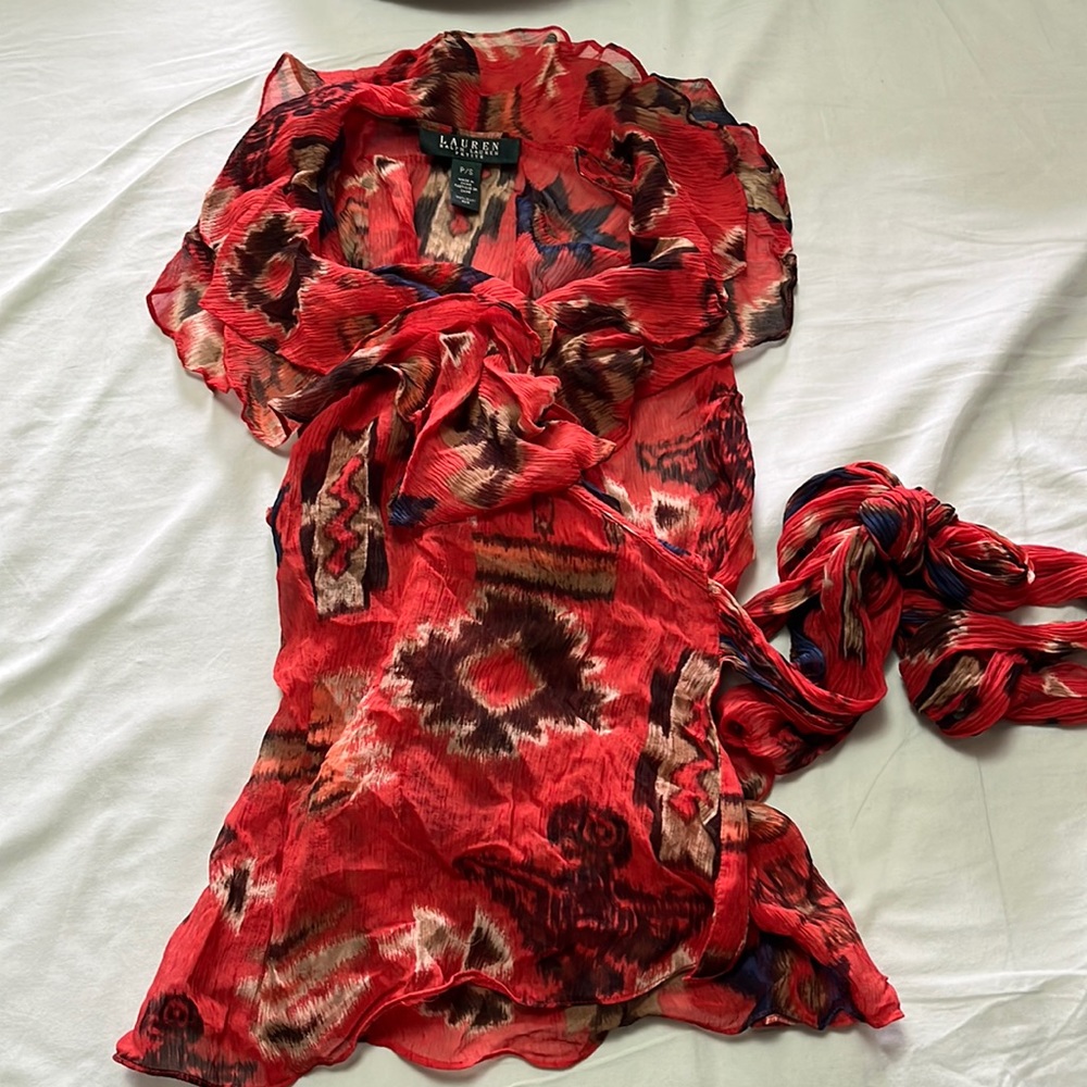 Lauren by Ralph Lauren Petite cross over sleeveless shirt